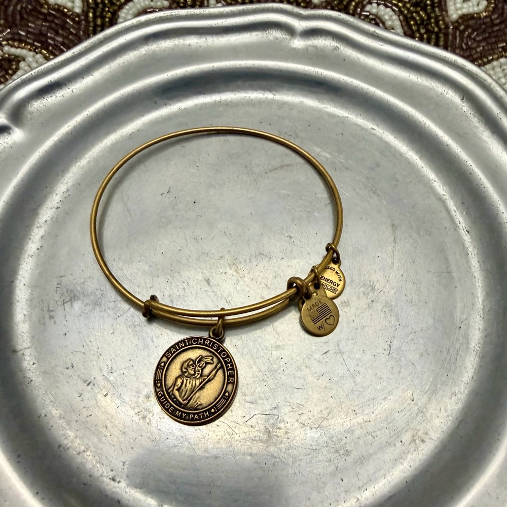 Alex and Ani Gold Saint Christopher Charm Bracelet Bangle